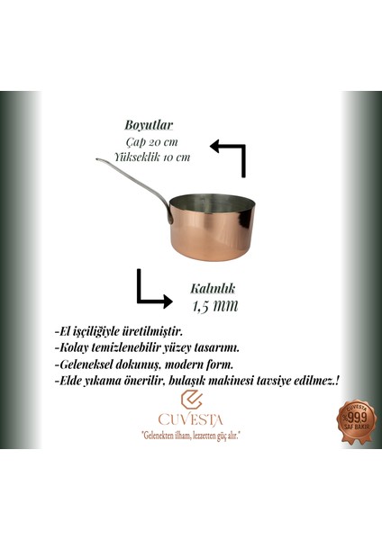 Modern ve Zarif El Yapımı Bakır Sütlük ve Sosluk 20×10 cm indirimleri