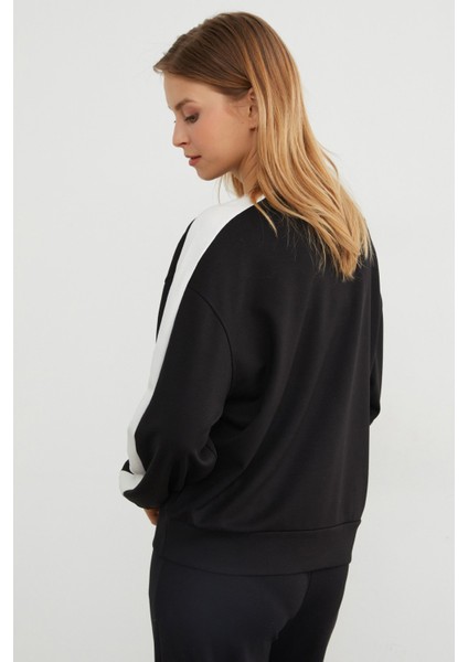 Kolu Şeritli Bisiklet Yaka Modal Sweatshirt