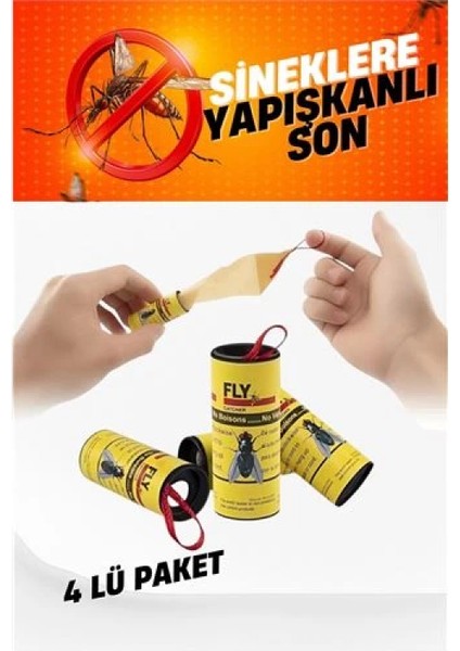 Yapışkanlı Sinek Şeridi Sinek Kapanı 4 ADET