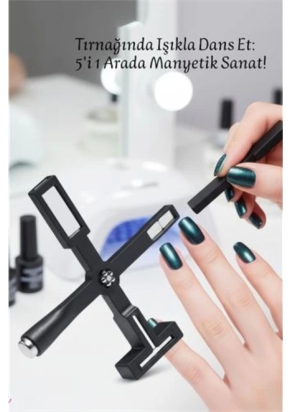 5 Etkili Cat Eye Oje Mıknatısı Seti - Profesyonel Kedi Gözü Manyetik Jel Oje Tasarım Aracı