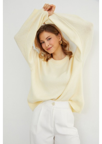 Basic Bisiklet Yaka Salaş Triko Kazak modelleri