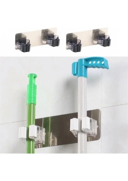 Pratik Organizer 4lü Yapışkanlı Fırça Paspas Mop Fırça Sabitleyici Ergonomik Alet Aparatı fırsatları