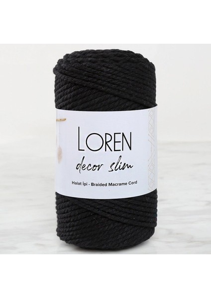 Loren Decor Slim 3 Büküm Makrome Ipi Siyah - L006