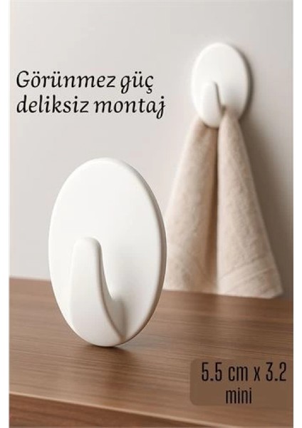 Mini Kendinden Yapışkanlı Duvar Askısı – 5.5 x 3.2 cm | İz Bırakmaz, Güçlü Tutuş