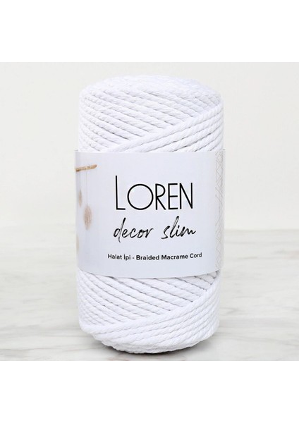 Loren Decor Slim 3 Büküm Makrome İpi Beyaz - L001