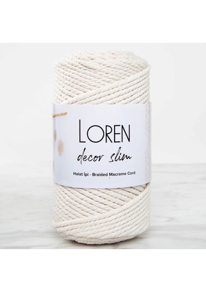 Loren Decor Slim 3 Büküm Makrome İpi Krem - L002