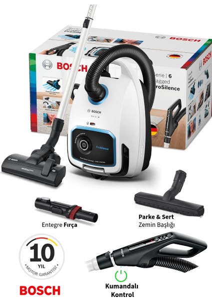 Serie 6 Yüksek Performanslı Kumandalı Kontrollü Toz Torbalı Süpürge ,tüm Yüzeylerde Etkili Performans 10 Yıl Motor Garantili