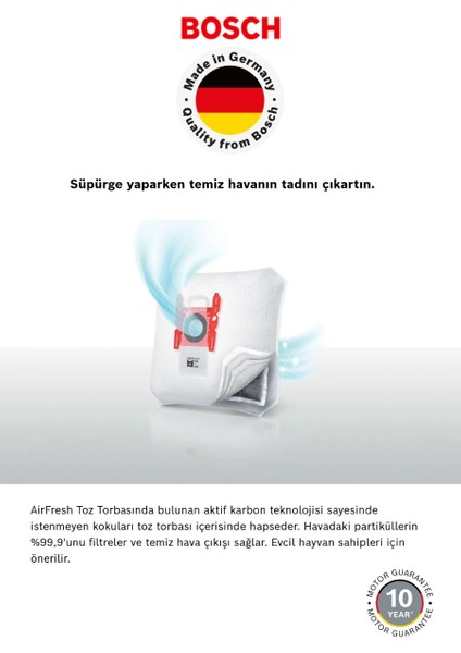 Serie 4 Toz Torbalı Süpürge Proanimal Turbo Halı Döver ve Evcil Hayvan Başlıklı Toz Torbalı Süpürge 10 Yıl Motor Garantili fırsatları