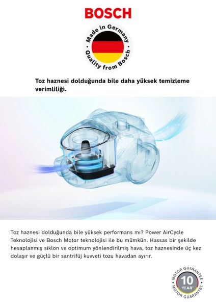 Turbo Halı Döver Serie 6 Toz Torbasız Süpürge Propower Akıllı Sensör ile Filitre Temizliği Bosch Motor Teknolojisi ile Yüksek Performans indirimleri