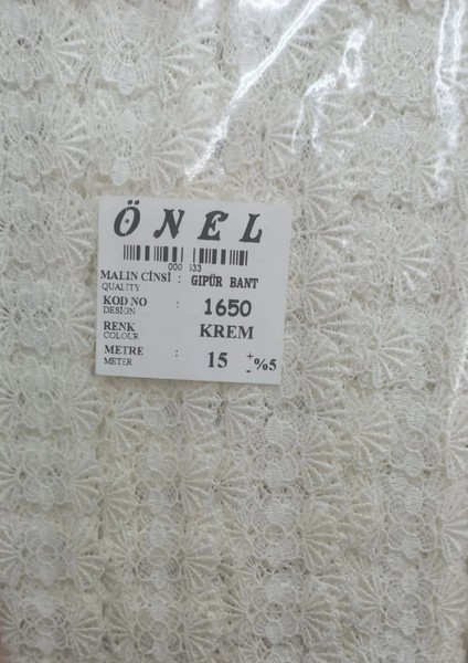 Dantel Polyester Güpür Bant Krem 15 Metre En 6 cm ON-1650-KR