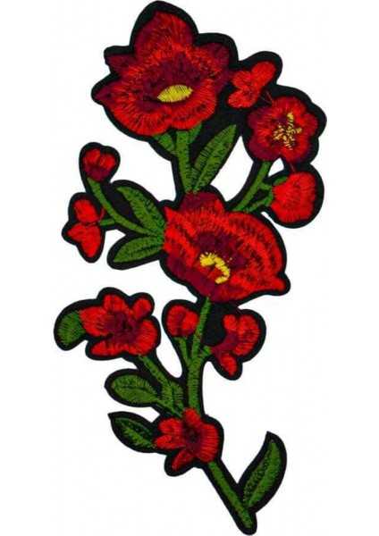 Aplike Ütü İle Yapışan Büyük Çiçek Kırmızı Arma 10x7 cm