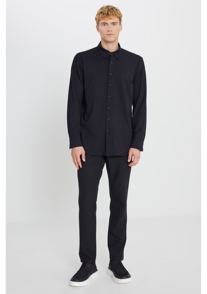 Pamuklu Tailored Slim Fit Dar Kesim Düğmeli Yaka Örme Gömlek fiyatları