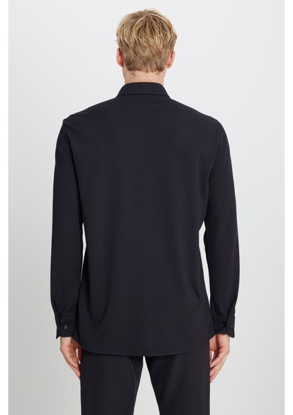 Pamuklu Tailored Slim Fit Dar Kesim Düğmeli Yaka Örme Gömlek indirimleri