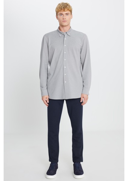 Pamuklu Tailored Slim Fit Dar Kesim Düğmeli Yaka Örme Gömlek fiyatları