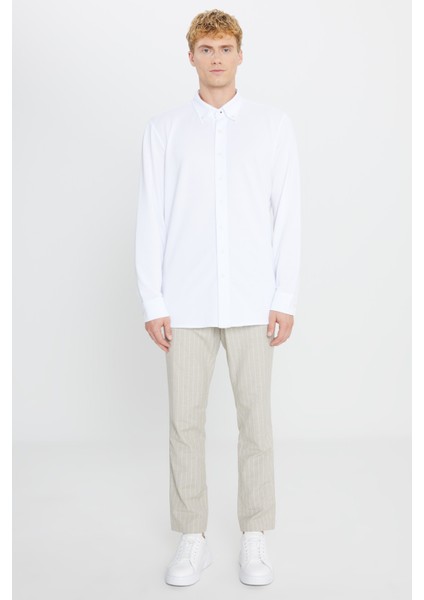 Pamuklu Tailored Slim Fit Dar Kesim Düğmeli Yaka Örme Gömlek fiyatları