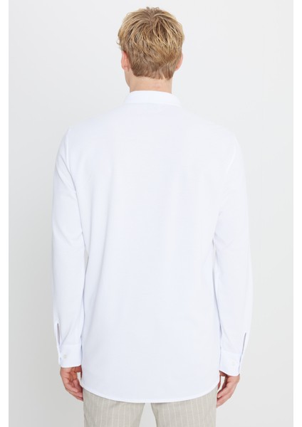 Pamuklu Tailored Slim Fit Dar Kesim Düğmeli Yaka Örme Gömlek indirimleri