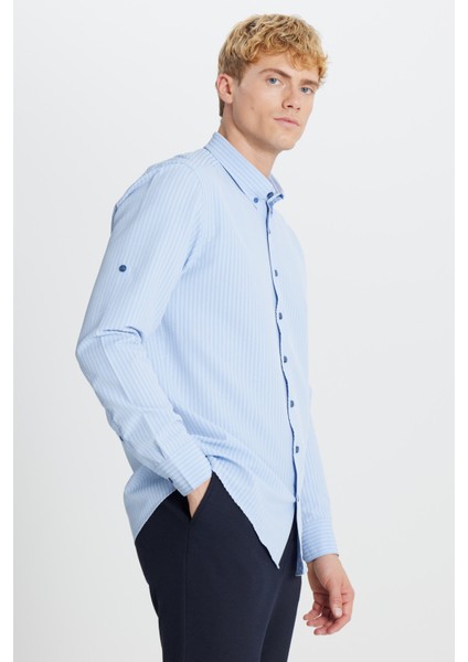 Tailored Slim Fit Dar Kesim Düğmeli Yaka Gofre Desenli Gömlek modelleri