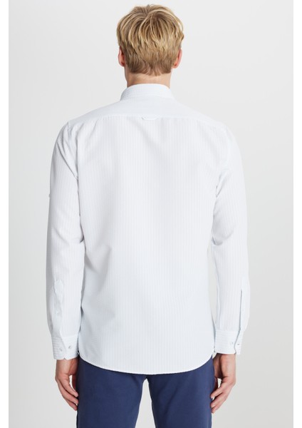 Tailored Slim Fit Dar Kesim Düğmeli Yaka Gofre Desenli Gömlek indirimleri