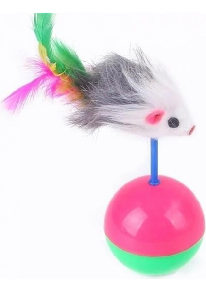 Kedi Oyun Topu Tüylü Fareli Hacı Yatmaz Eğitici Yavru Kedi Fare Kovalama Oyuncağı fırsatları