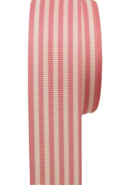 Tafta Çizgi Desen Kurdele 25 mm Pudra 2 Metre
