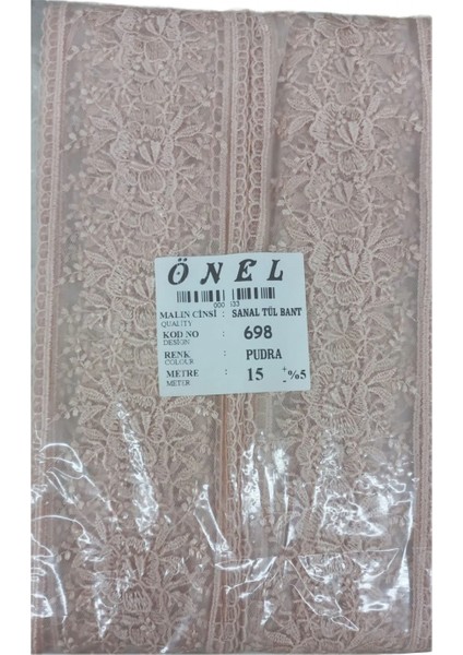 Dantel Polyester Sanal Tül Bant Pudra 15 Metre En 6 cm ON-698-PU