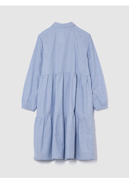 Kız Çocuk Mavi Tiered Gömlek Elbise fiyatları