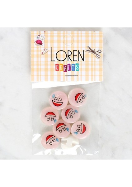 Loren Crafts 8'li Gülen Yüz Düğme - 1017