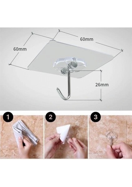 Süper Güçlü Yapışkanlı Suya Dayanıklı Şeffaf Askı 5li Set Yeniden Kullanılabilir Kancalar indirimleri