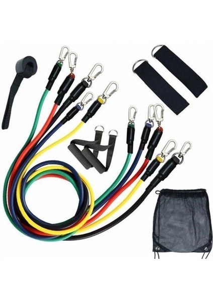 11 Parça Lateks Egzersiz Bandı Çekme Halatı Egzersiz Seti
