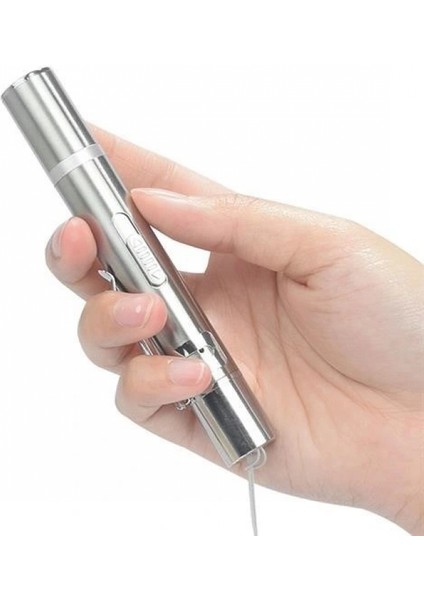 USB Ile Şarj Edilebilen 3ın 1 Kırmızı Işık +Beyaz LED Meşale Işık + Uv El Feneri Kedi Lazeri indirimleri
