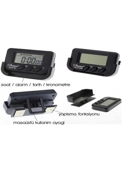 Ev ve Araç Tipi Dijital Saat Kronometreli Alarmlı Pilli Saat