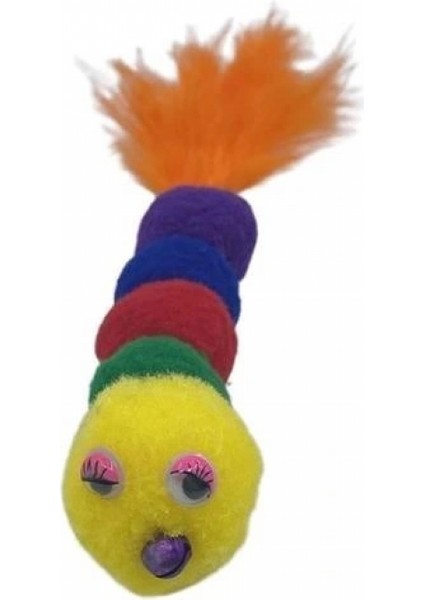 Yumuşacık Ipli Tırtıl Şeklinde Rengarenk Sevimli Evcil Hayvan Oyuncağı