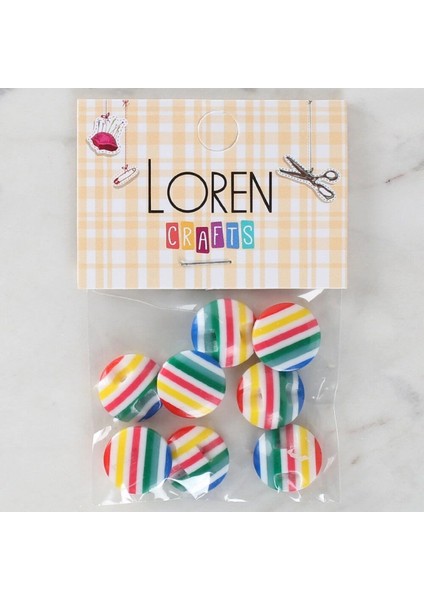 Loren Crafts 8'li Desenli Düğme - 1097