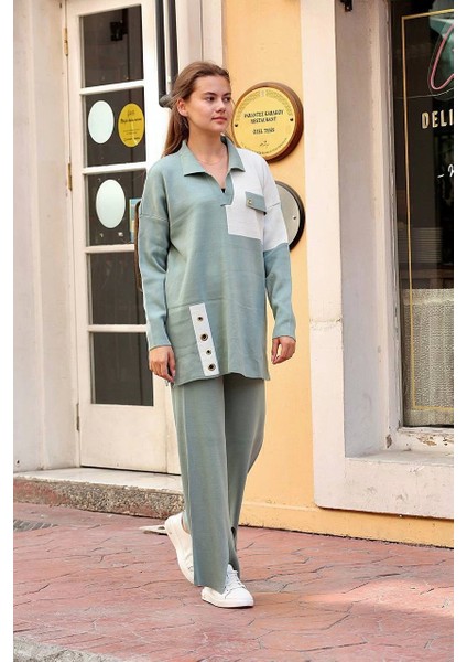 Kuş Gözü Triko Takım Mint indirimleri