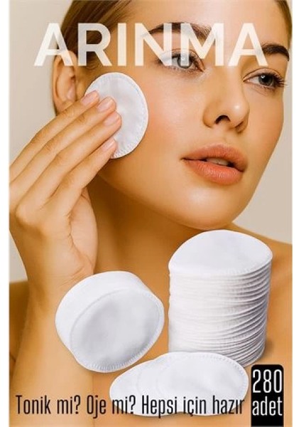 280'LI Kozmetik Disk Pamuk Premium Makyaj Temizleme Pamuğu Tonik ve Oje Için Çift Taraflı Diskler