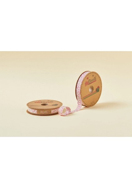 Biye Çiçekli Katlı A02 Pembe 2 cm 25 Metre %65 Koton %35 Polyester