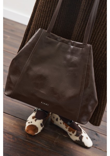 Square Tote Çanta Kahverengi