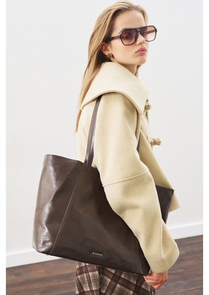 Square Tote Çanta Kahverengi
