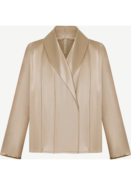 Geniş Şal Yaka Uzun Kol Gömlek