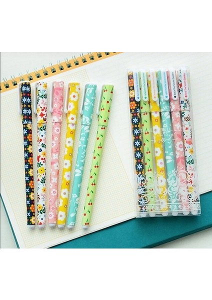 6’lı Çiçek Desenli Jel Tükenmez Kalem fiyatları