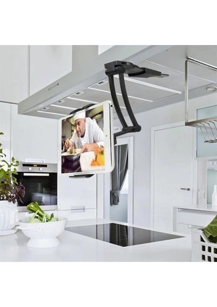 360 Derece Dönebilen Mutfak Masaüstü Telefon Tablet Tutucu Ayarlanabilir Esnek Ayaklı Metal fırsatları