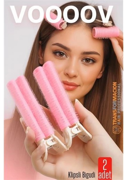 2'li Klipsli Saç Bigudisi Isısız Doğal Bukle Bigudisi Dipten Hacim ve Perçem Şekillendirme Için fiyatları
