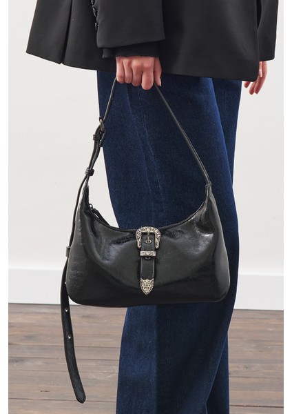 Chunky Tokalı Omuz Çantası Siyah