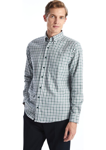 Yeni Sezon Regular Fit Uzun Kollu Ekose Gabardin Erkek Gömlek
