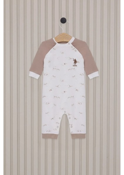 Erkek Bebek Uzun Kol Patiksiz Tulum Krem