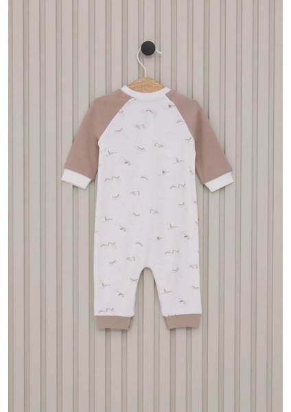 Erkek Bebek Uzun Kol Patiksiz Tulum Krem modelleri