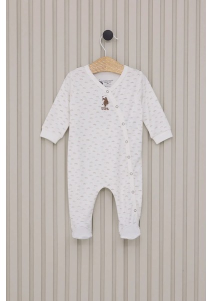 Erkek Bebek Patikli Tulum Krem