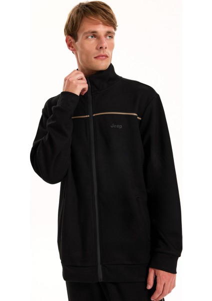 Dik Yaka Düz Siyah Erkek Sweatmont J5WM-SWT7330