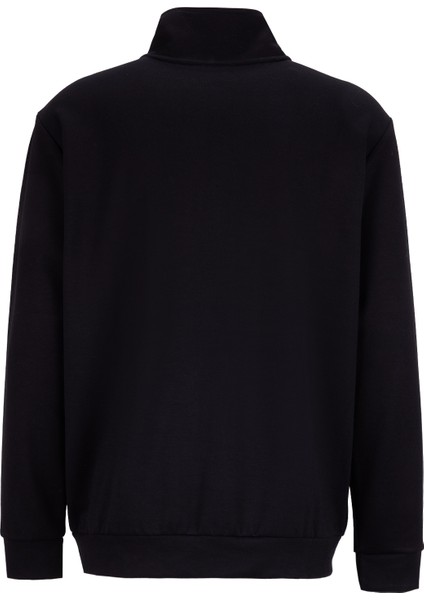 Dik Yaka Düz Siyah Erkek Sweatmont J5WM-SWT7330