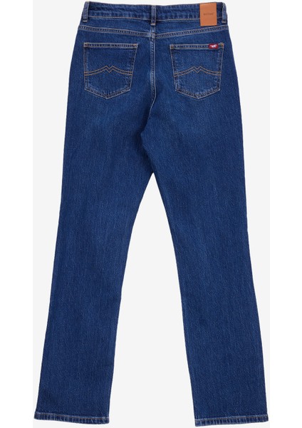 Yüksek Bel Bol Paça Geniş Fit Indigo Kadın Denim Pantolon M5WL-PNT1316 fiyatları